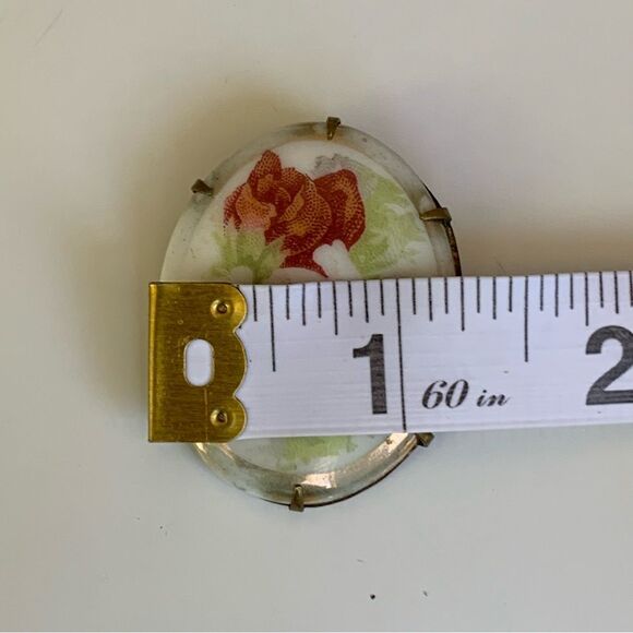 Victorian Vintage Antique Hand painted Floral Roses Oval Brooch/pin - Picture 7 of 8